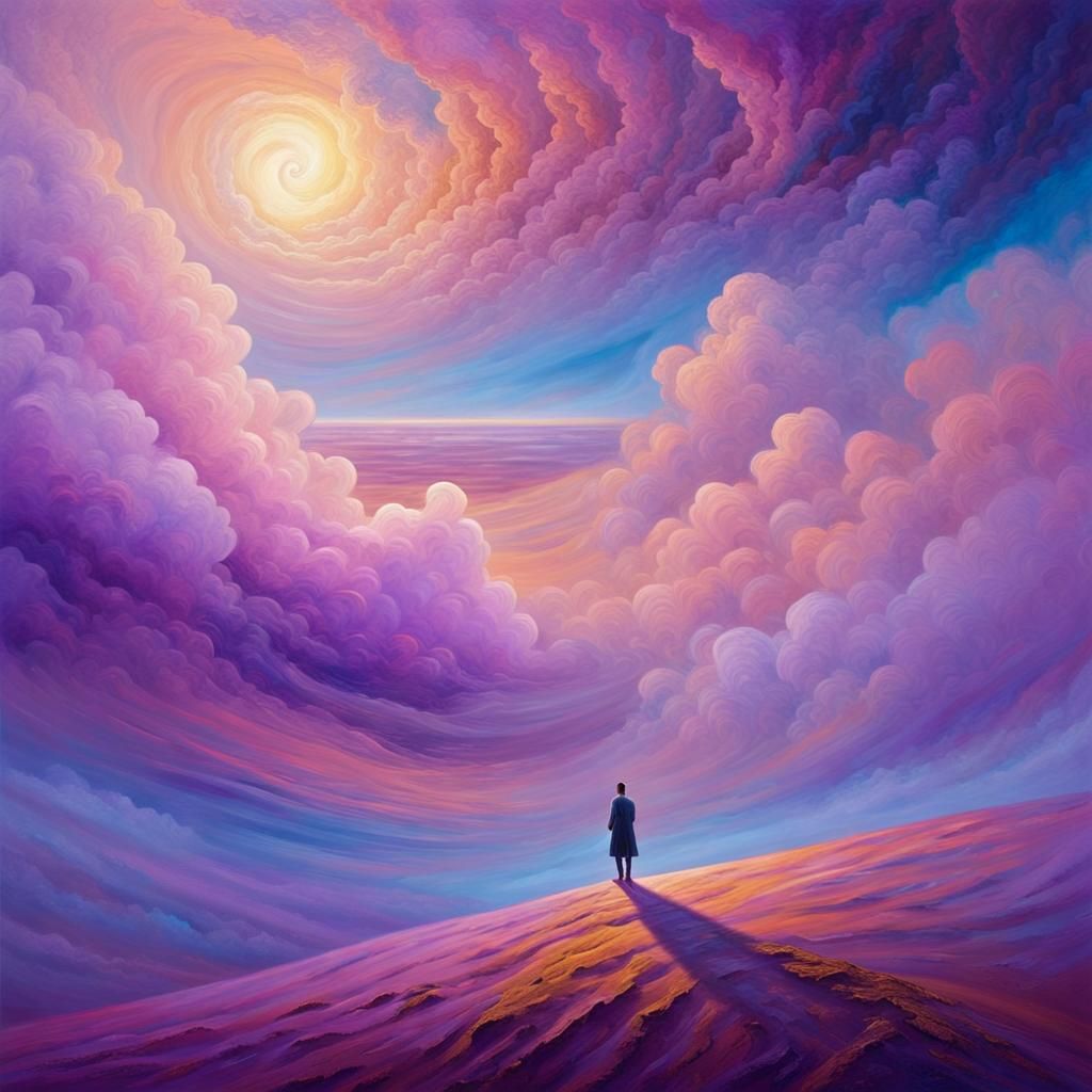 Surreal Masterpiece with Dreamlike Landscape and Vibrant Col...