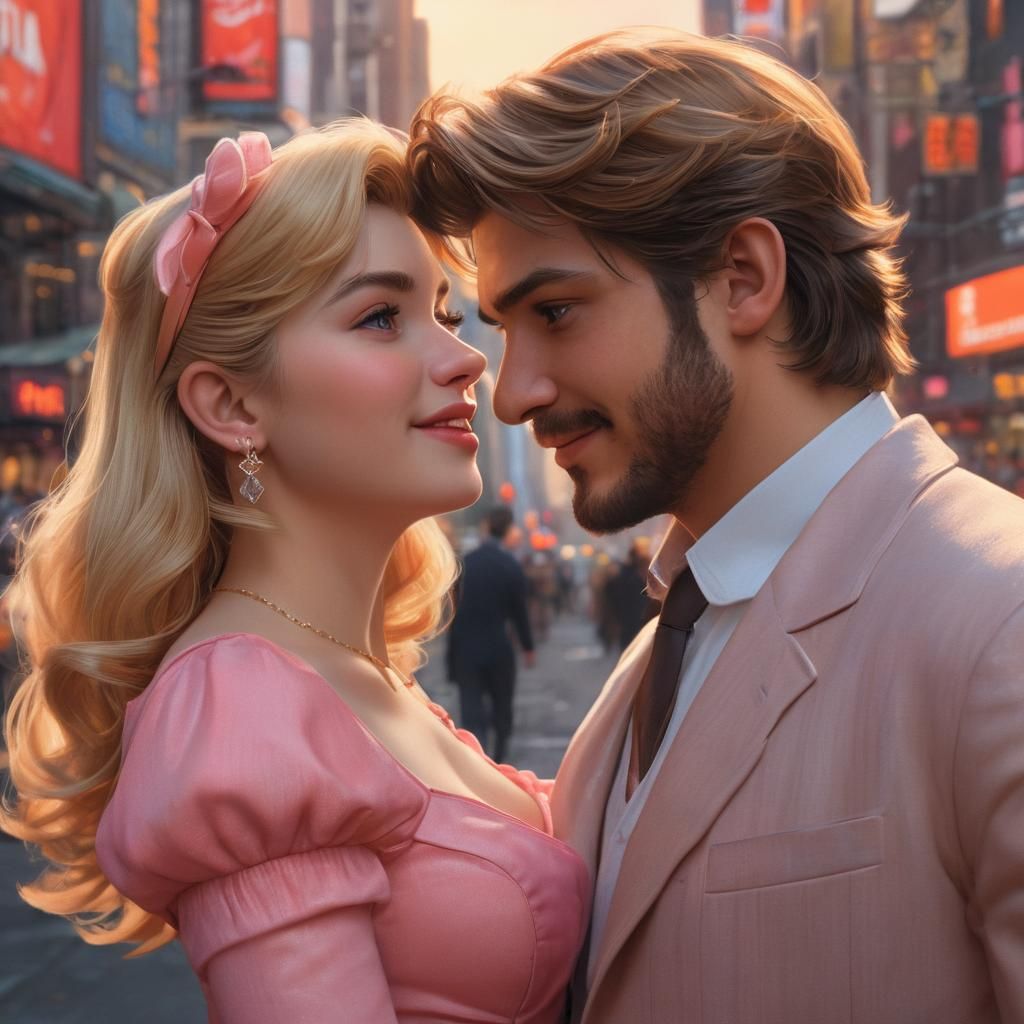 Mario and Peach on a Date in Times Square