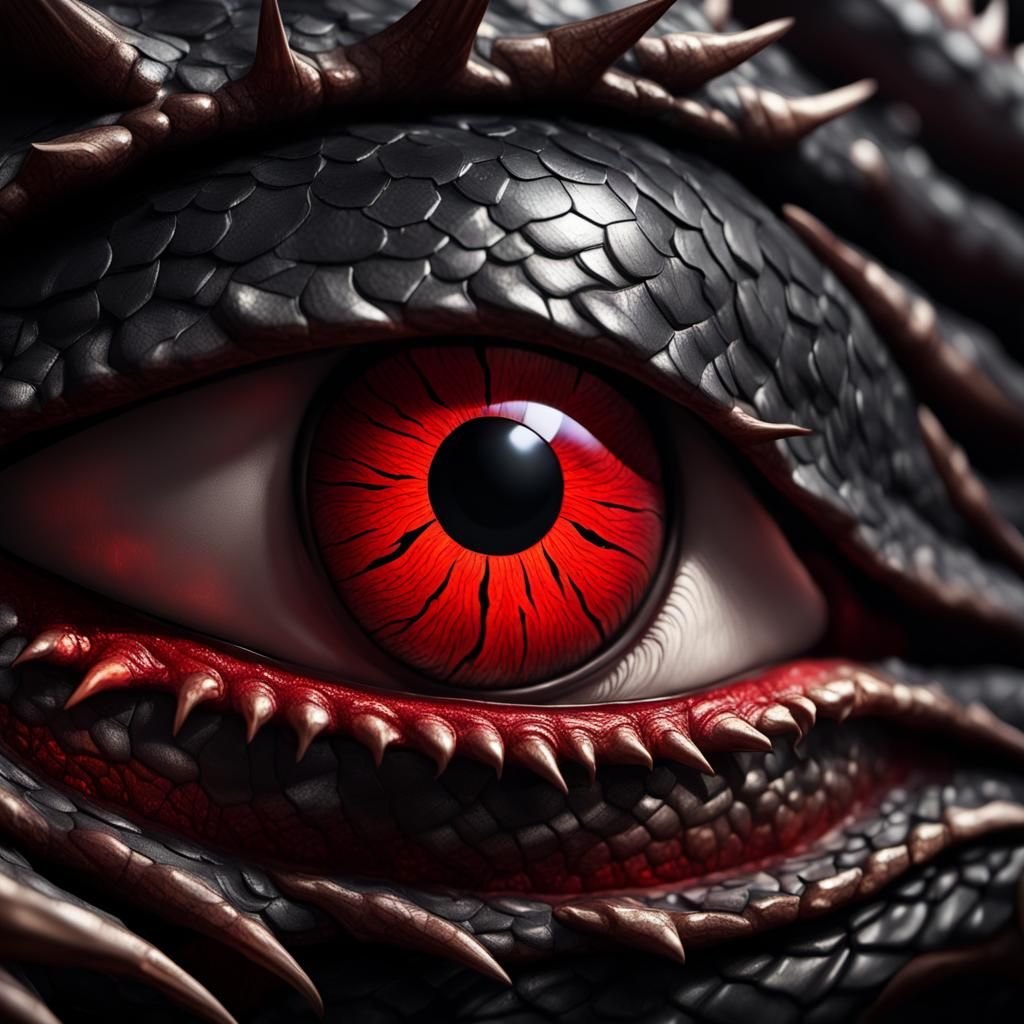 Detailed Dragon Eye in Dark Fantasy Style