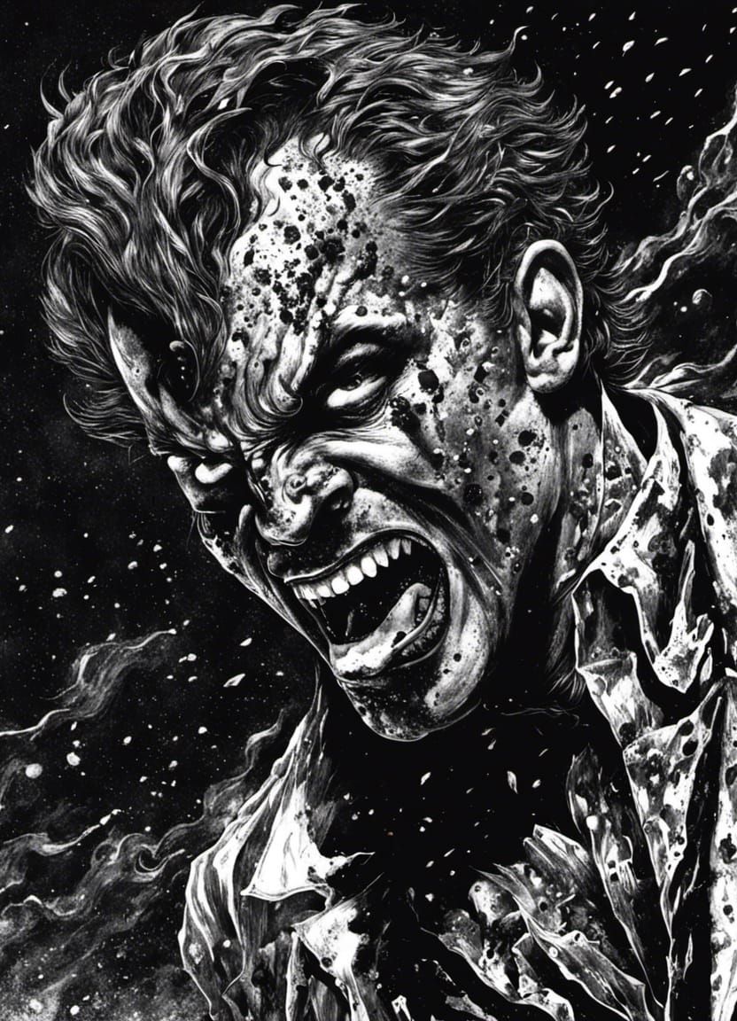 Sinister Vampire's Thirst in Splatterpunk Illustration