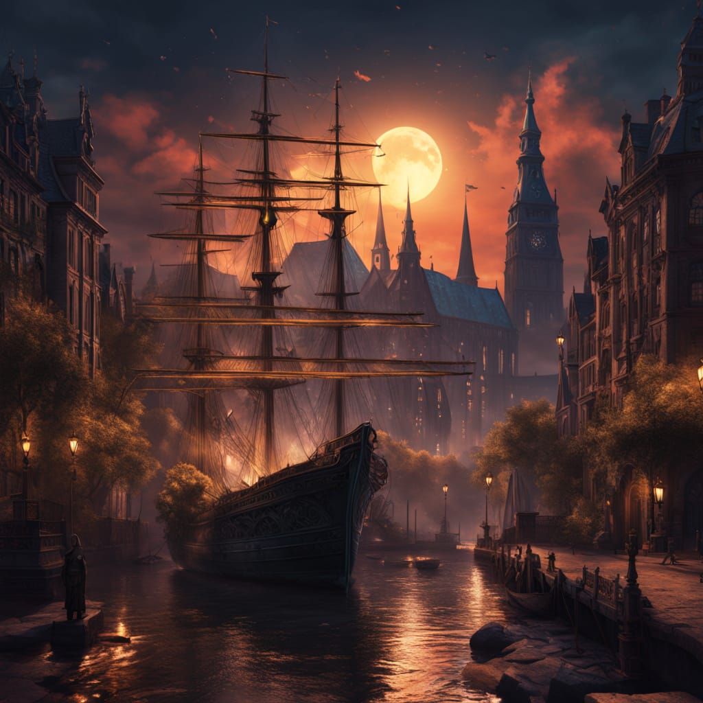 Magical Hamburg Port at Dusk