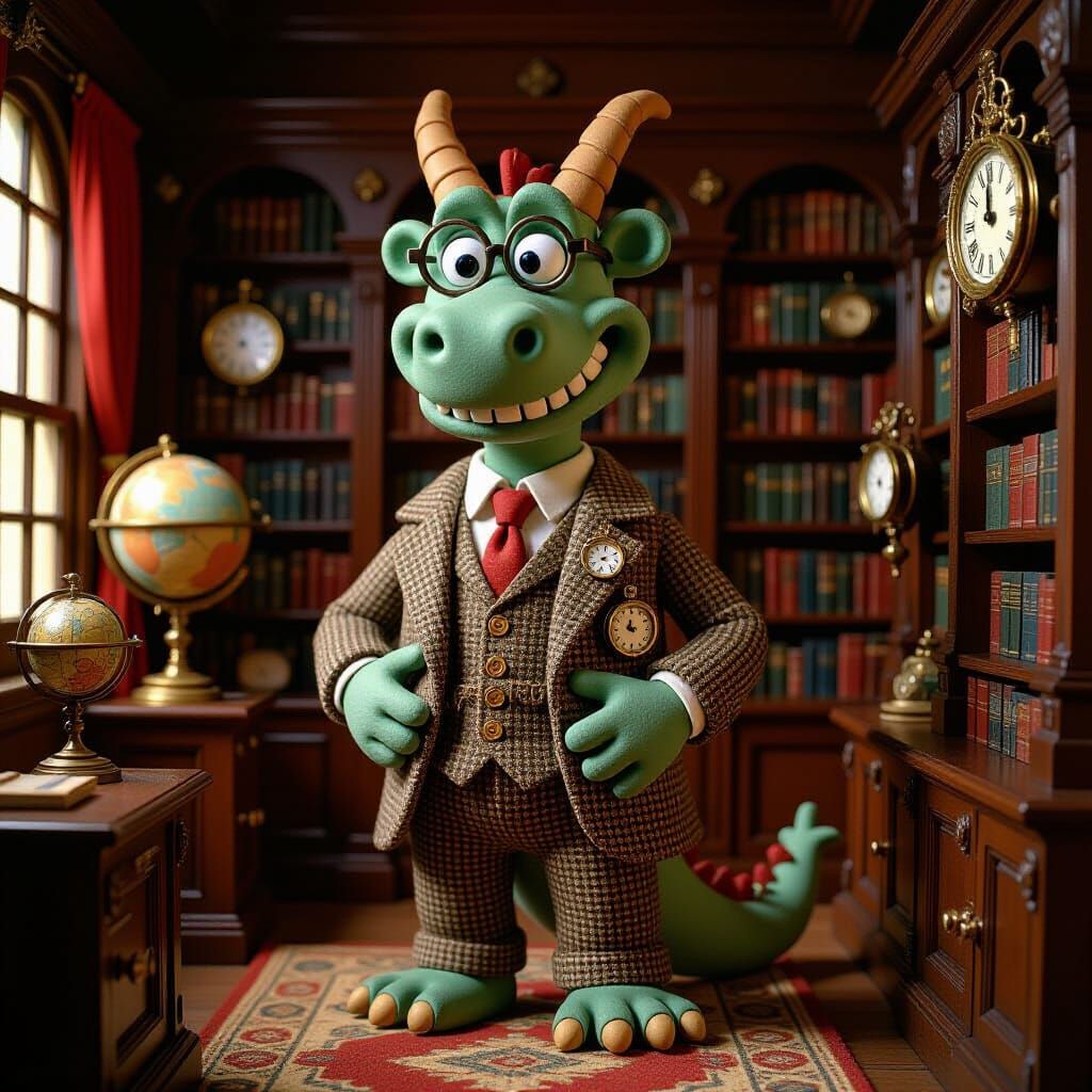 Steampunk Dragon in Claymation Style Library