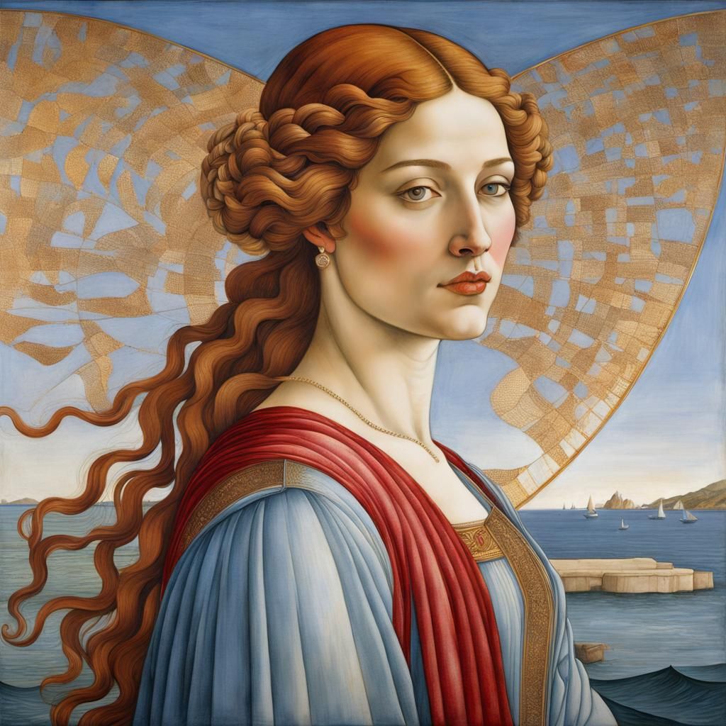 Elegant Lady Portrait Inspired by Botticelli's Style