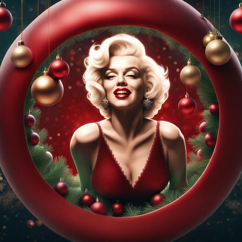 Marilyn Monroe in Christmas Ornament: Digital Art