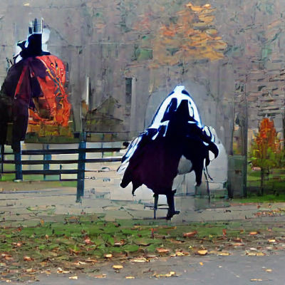 Eerie Headless Horseman in Dark Forest