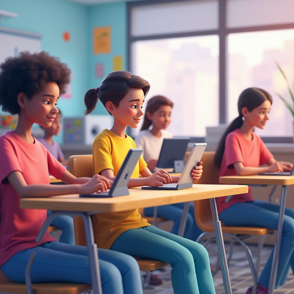 Inclusive Digital Learning Environment in 3D Render Style