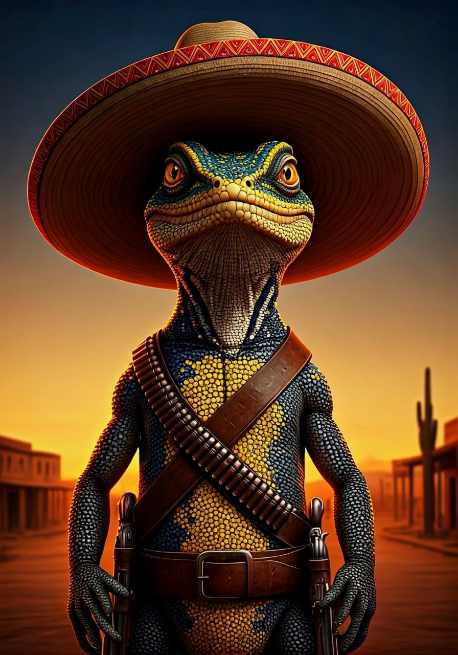 Mexican Lizard Bandit in Luis Quiles Style