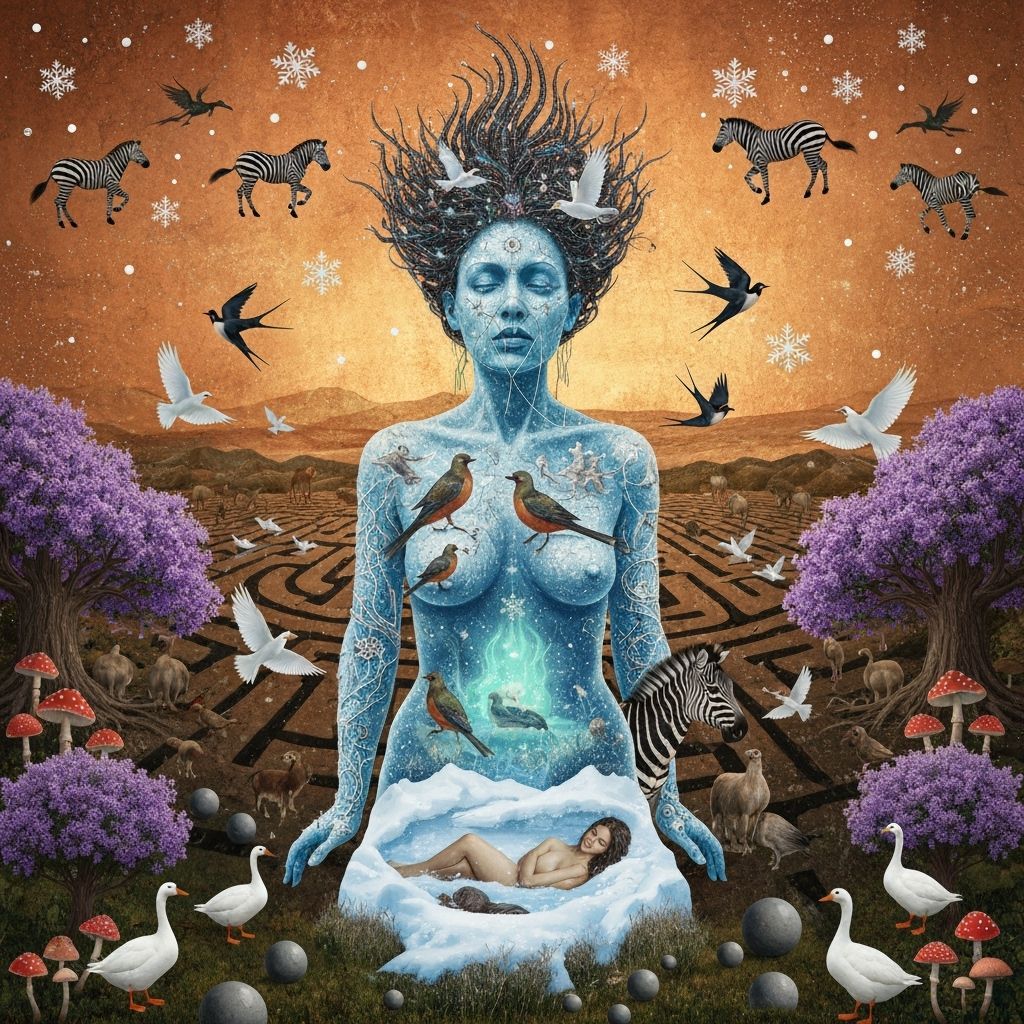 Mystical Shaman Woman in Bioluminescent Oasis