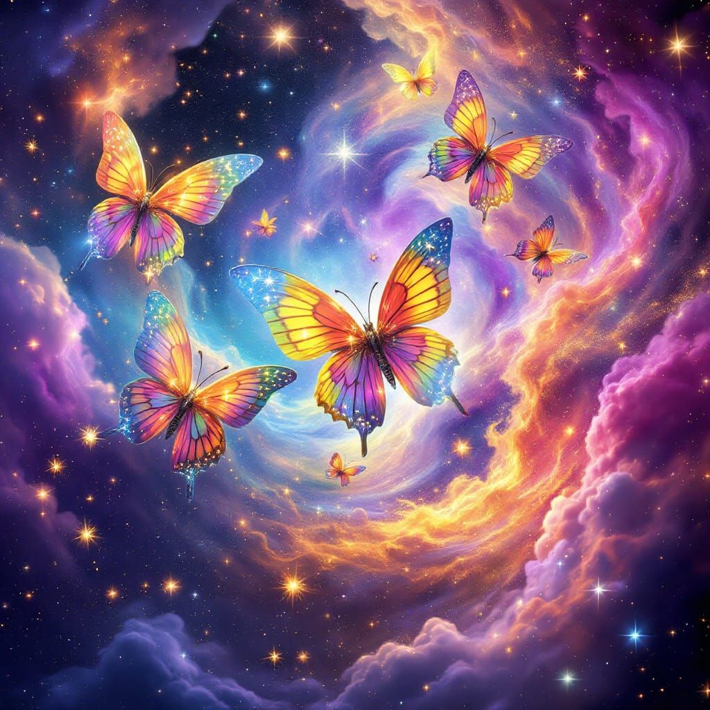 Ethereal Butterflies Emerge From Cosmic Nebula