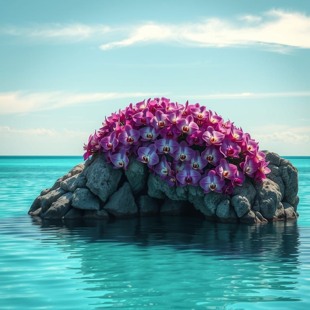 Floral Rock Formation in Turquoise Lagoon