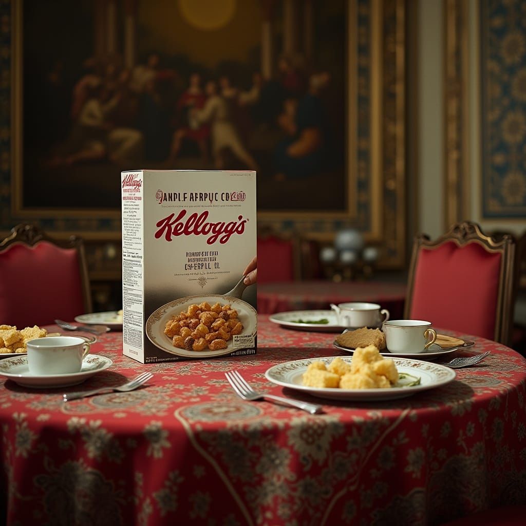 Cereal Box in Vatican Dining Room, Caravaggio Style