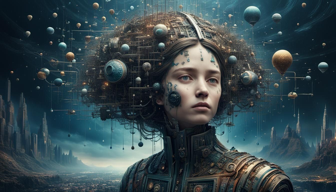 Information Overload: Digital Matte Painting of Open Head