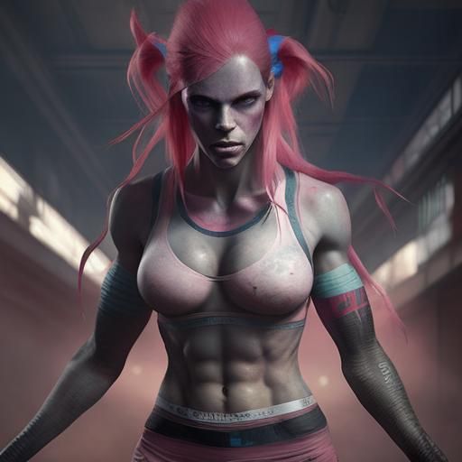 Sinister Giant Female with Pink Hair and Horns