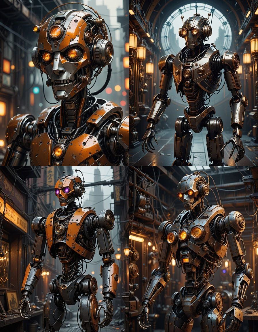 Steampunk Marionette Robot in Mechanical Disarray