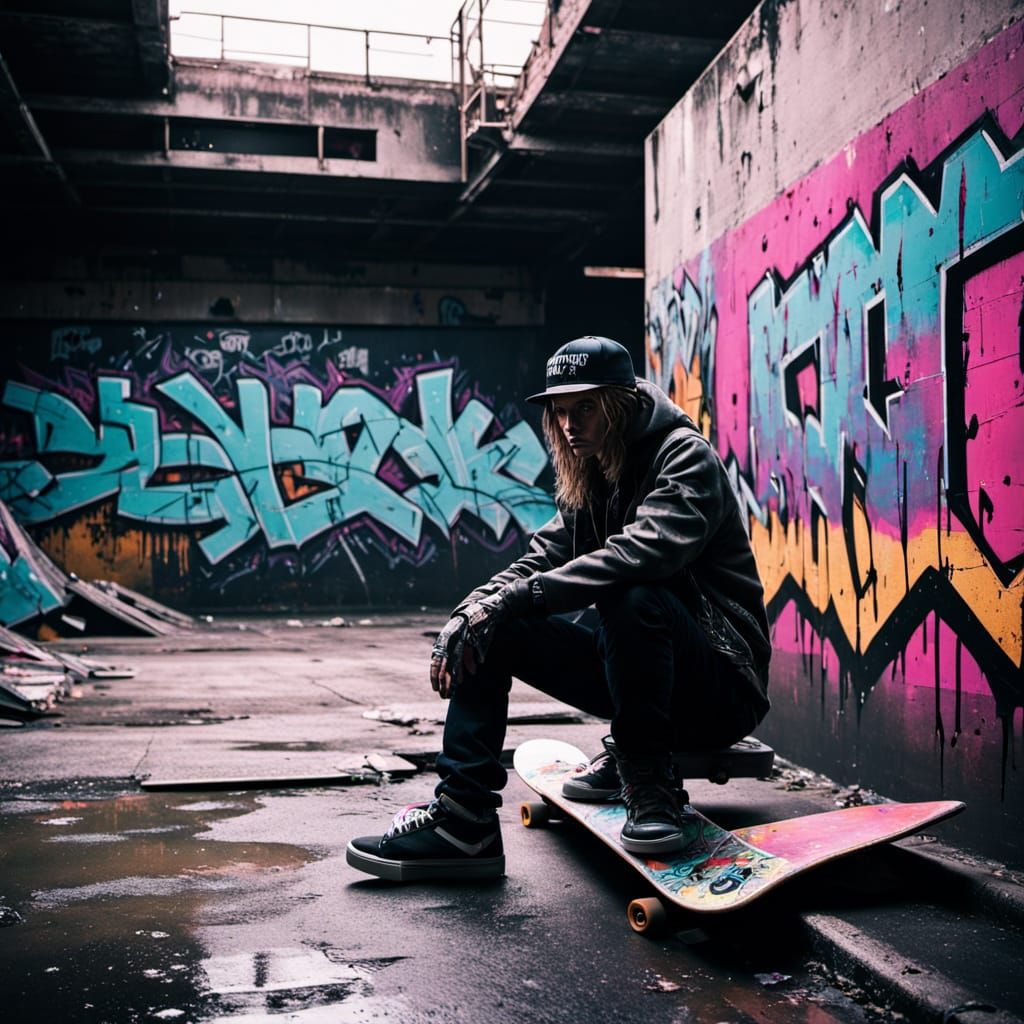 Forgotten Skatepark Ruins in Neon Dusk