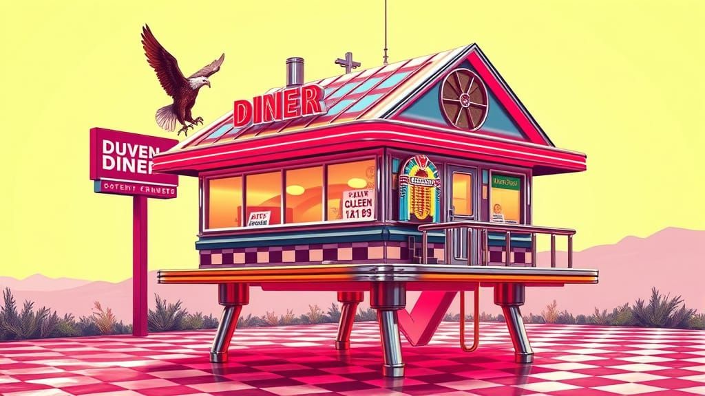 1950s Neon Diner Birdhouse: Comic Book Art