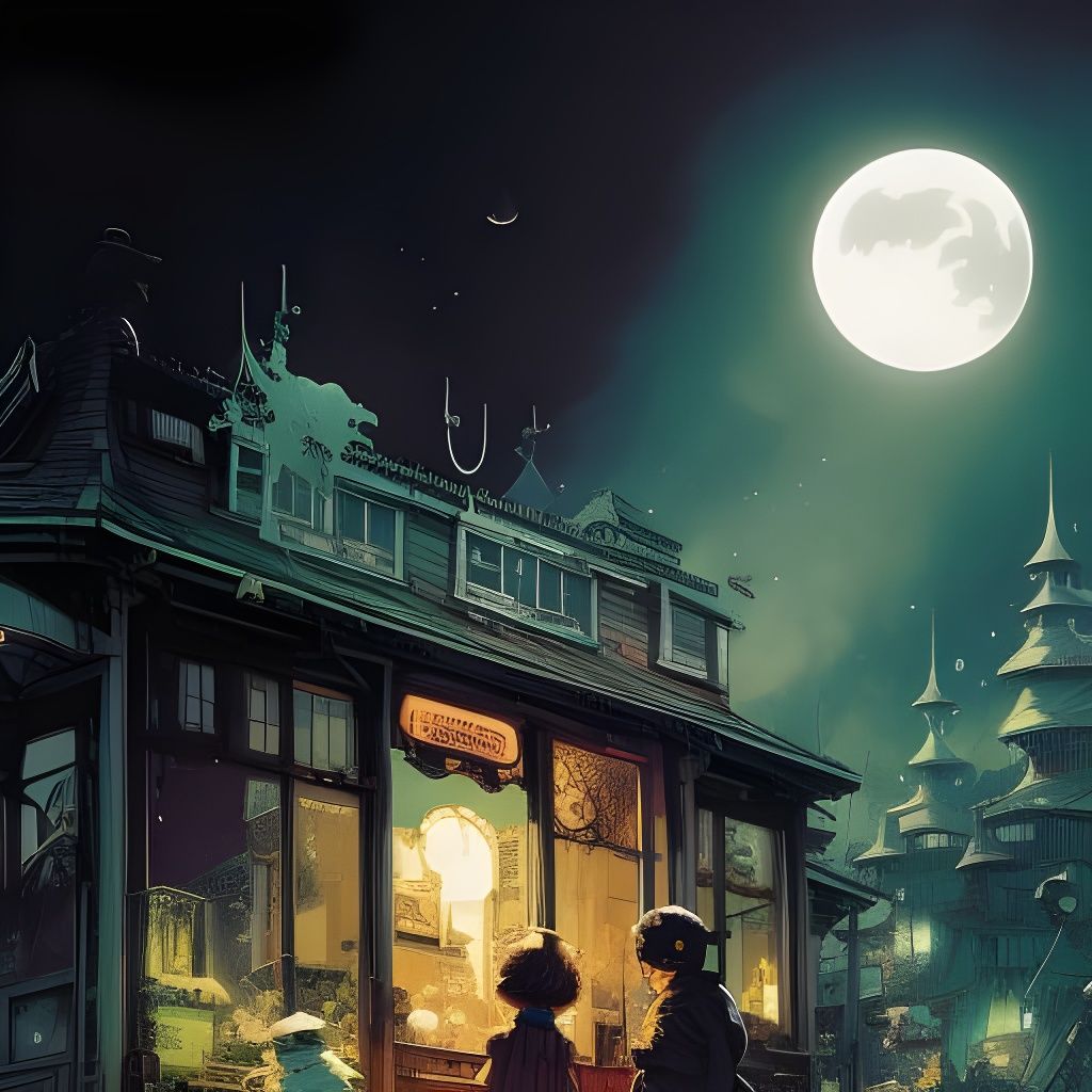 White Rabbit in Mysterious Town: Detailed Digital Art