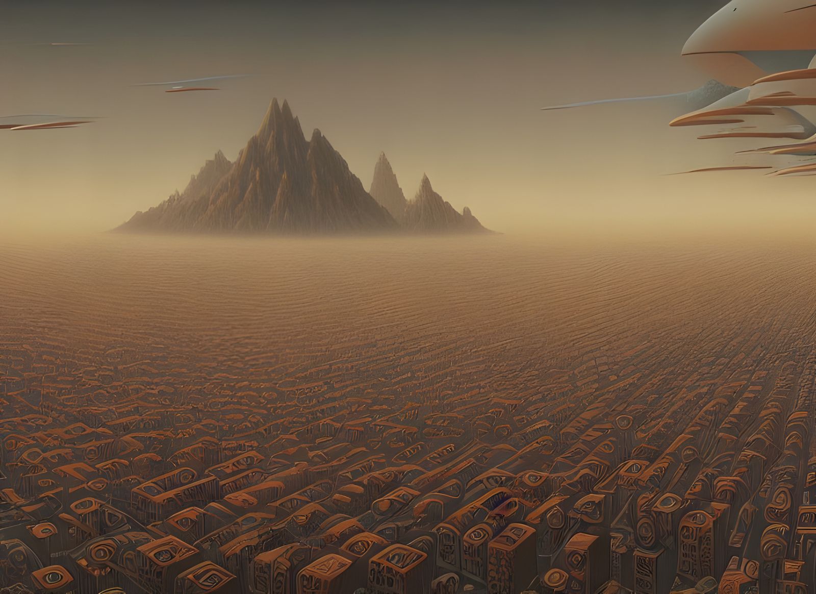 Surreal Machine Landscape in Dreamlike Style