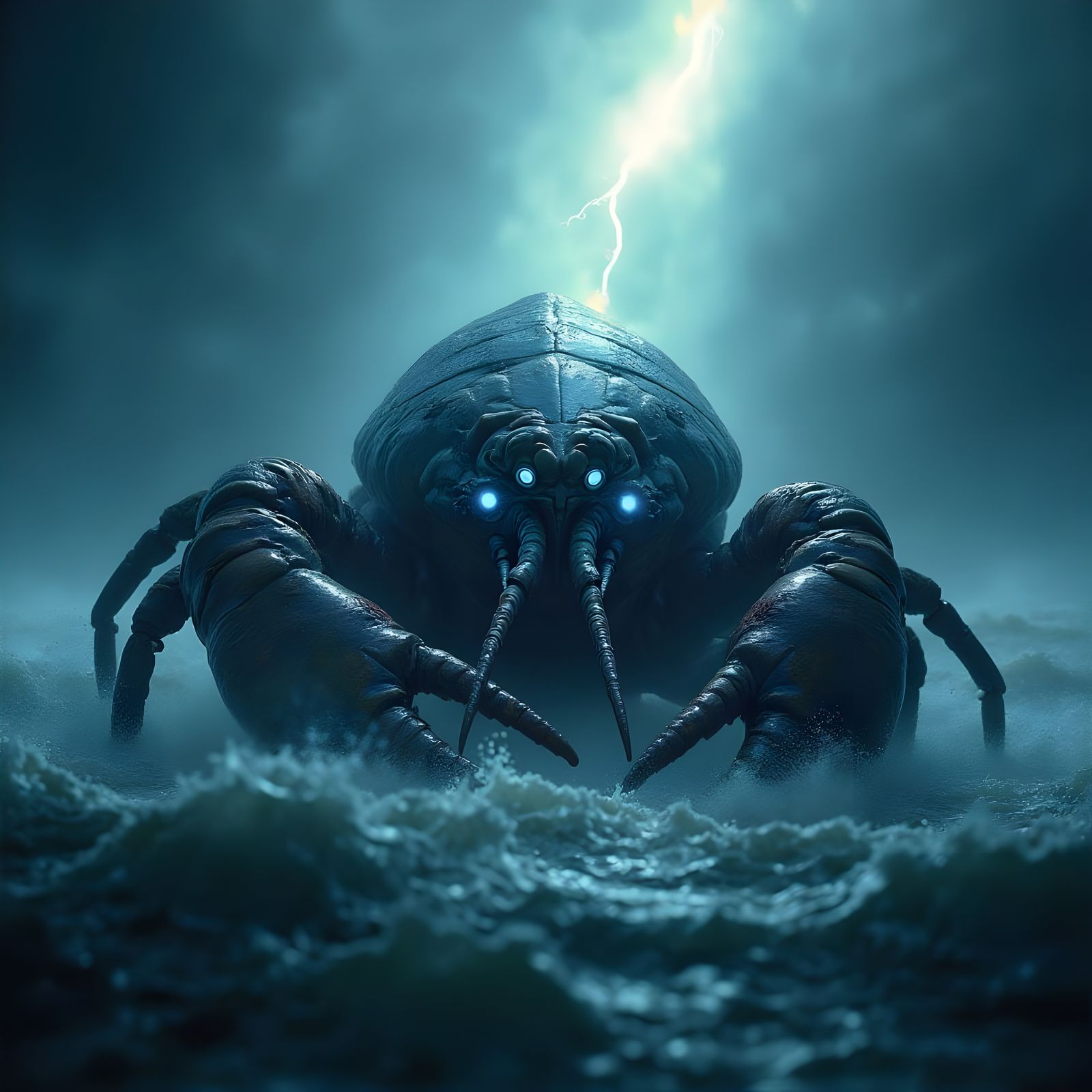 Ancient Chrono Lobster Illuminated by Otherworldly Flash