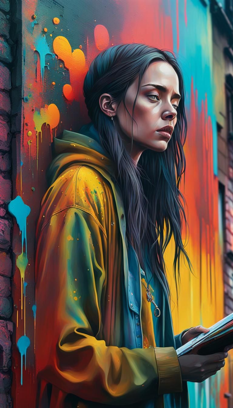 Emotional Healing Graffiti Art in Polychromatic Style