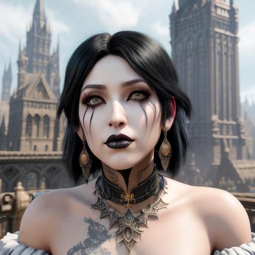 Goth Girl Blowing a Kiss: Fantasy Concept Art