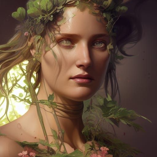 Demeter: Greek Goddess Portrait in Digital Art Style