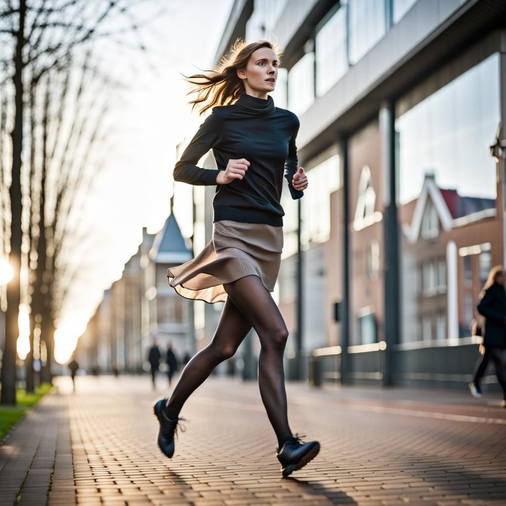 Woman Running in City: Professional Photography
