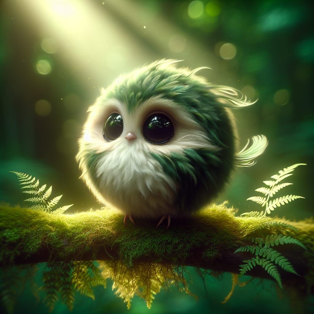 Enchanted Bird Creature in Dreamy Forest