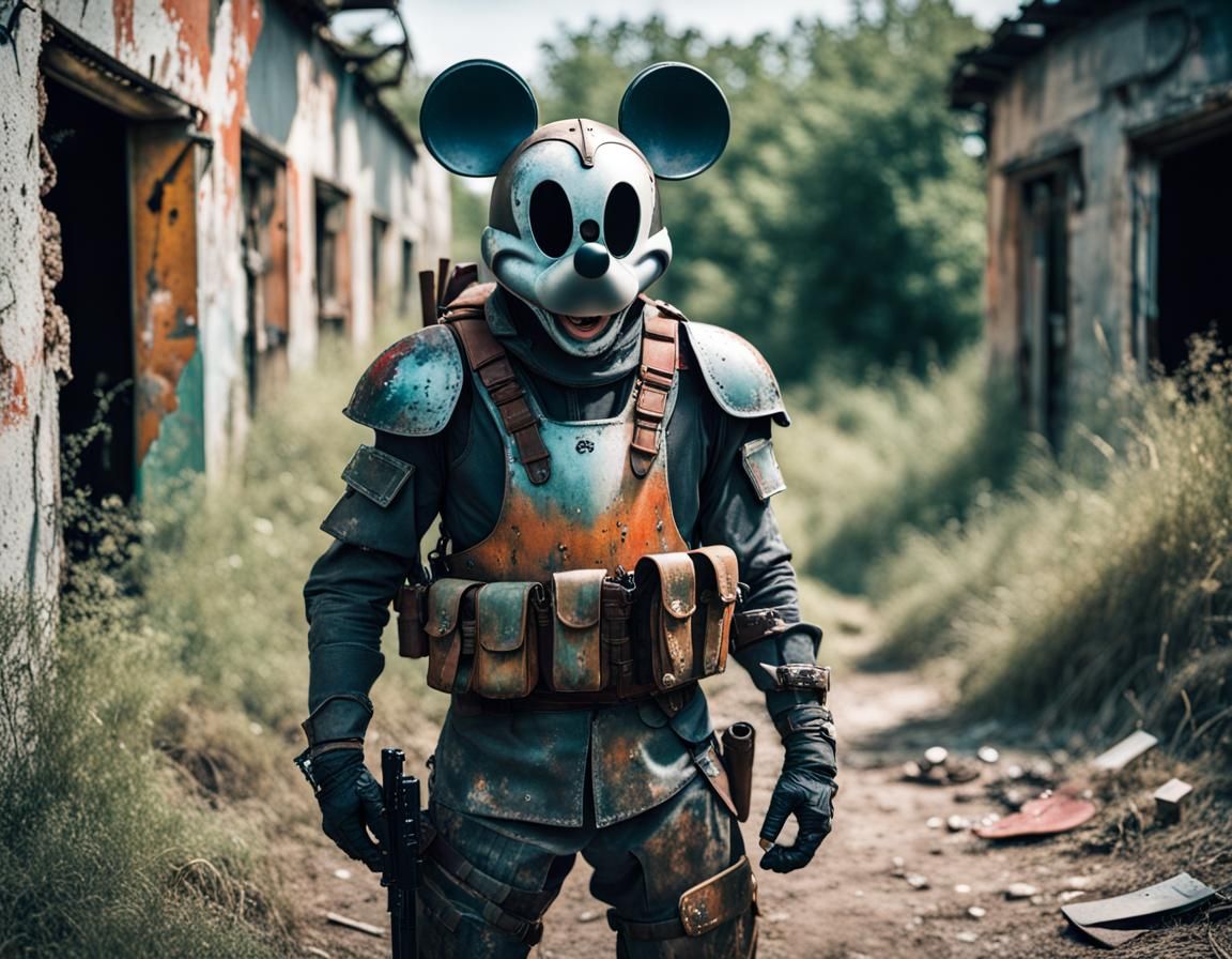 Post-Apocalyptic Raider in Retro Color Photo