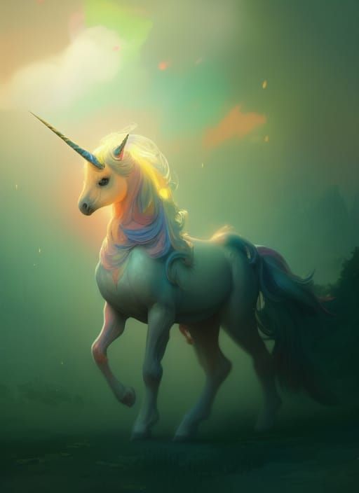 Adorable Unicorn Concept Art in Art Nouveau Style