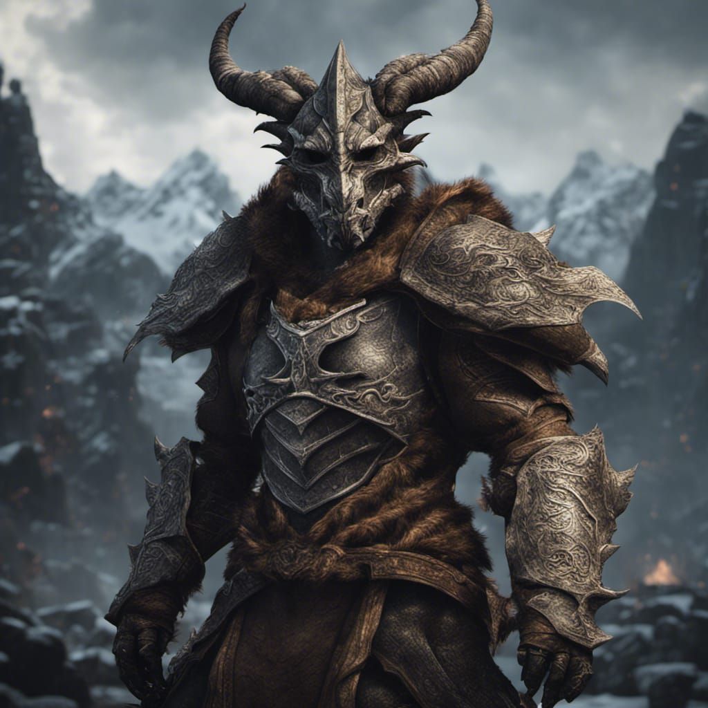 Detailed Dragonborn Fantasy Concept Art