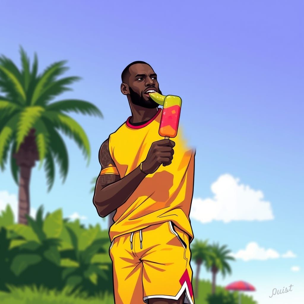 Lebron James in Vibrant Summer Art