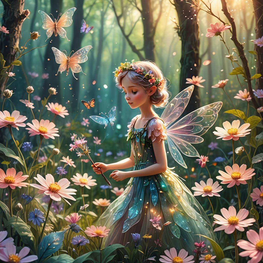 Enchanting Fairy Blooms in a Lush Forest