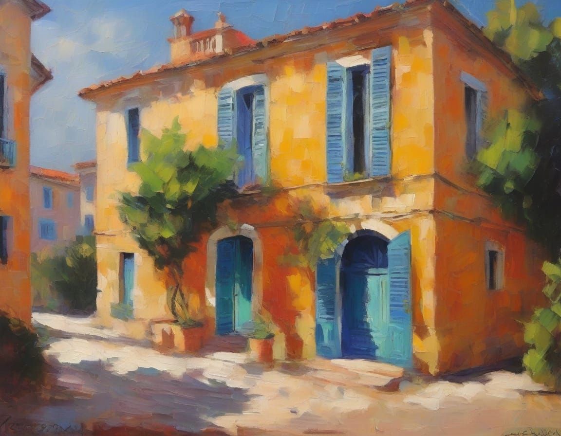 Vibrant Cote d'Azur Villa in Neo-Impressionist Style