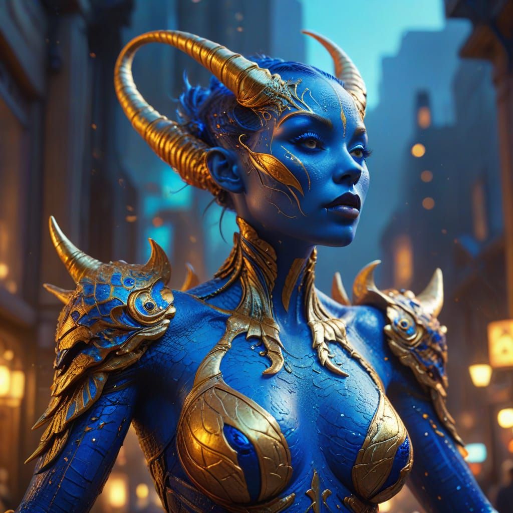 Surreal Fauvist Female Creature in Golden Hour