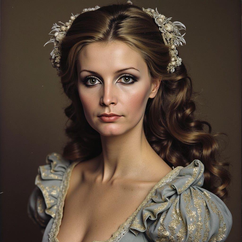 Lady in 1700s Attire with Emerald Eyes