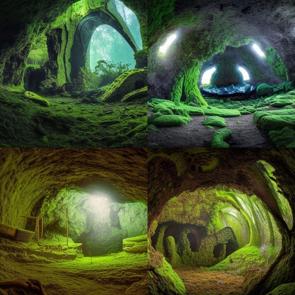 Retro Sci-Fi Spaceship Crash in Mossy Cave