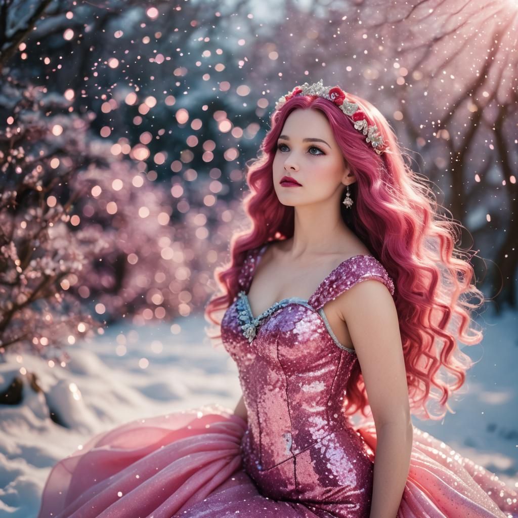 Snow White Space Mermaid with Pink Sparkles