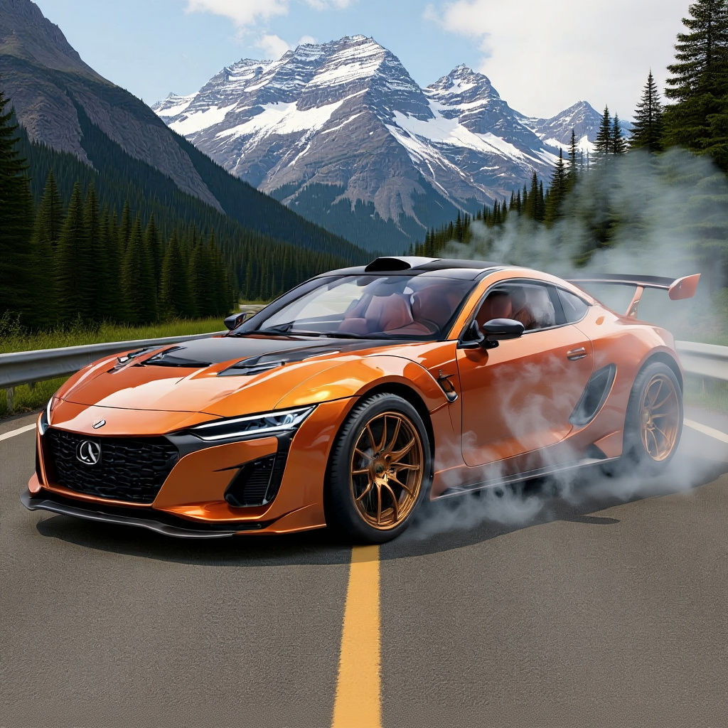 Japanese Sports Car Drifting in Anime Style