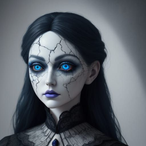 Creepy Porcelain Doll in Surreal Dreamlike Room