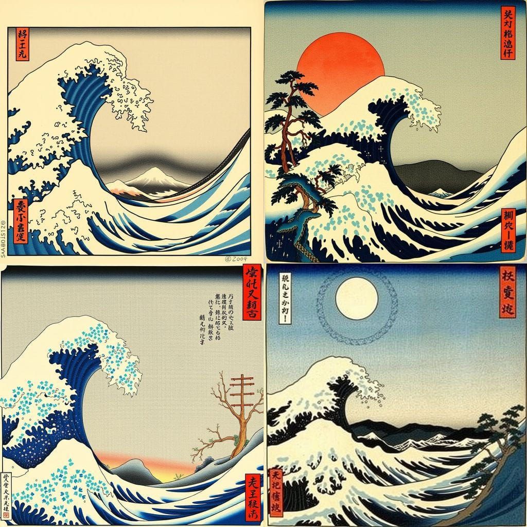 Japanese Masters' Fusion in Traditional Woodblock Art