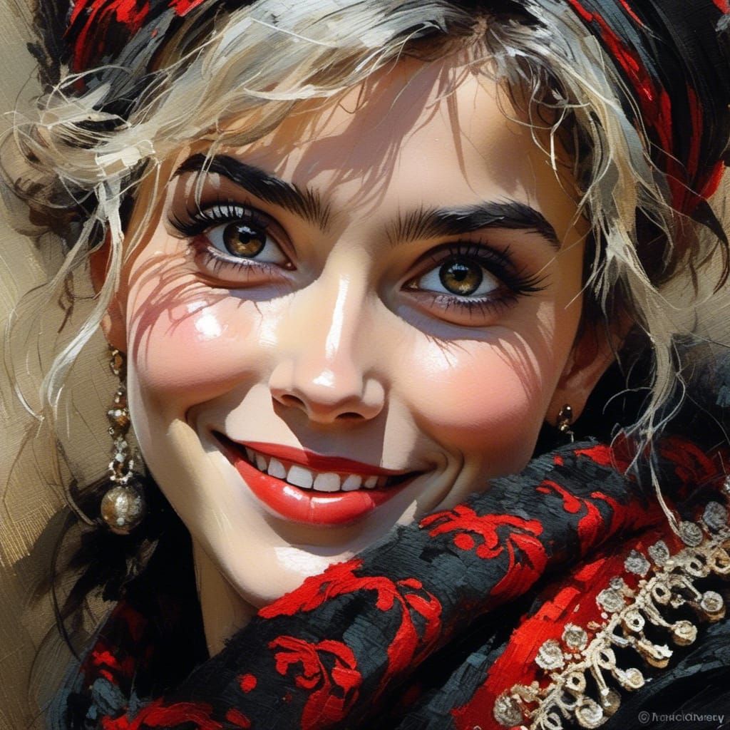 Spanish Girl Portrait in Rococo Style