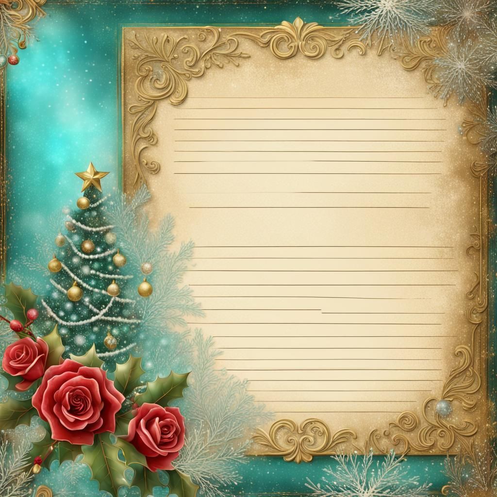 Aqua and Gold Christmas Scrapbook Page