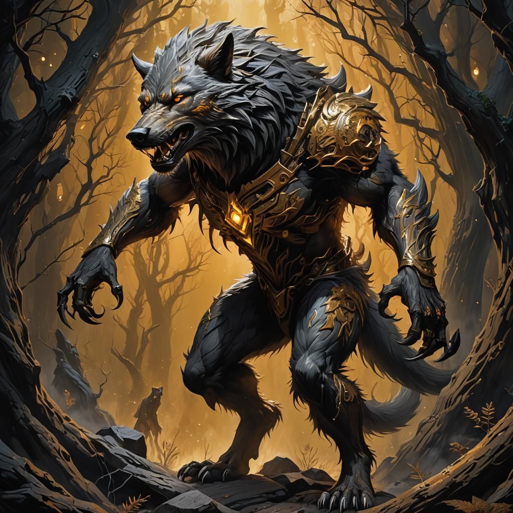 Eerie Werewolf in Liminal Space Painting