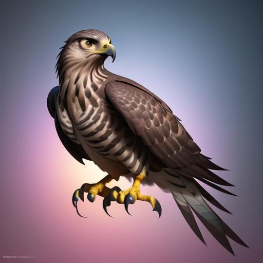 Pixar-Style Hawk in 3D Digital Art