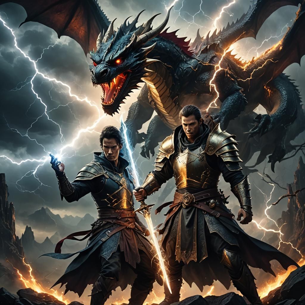 Epic Dragon Slayer Portrait in Dark Fantasy Style