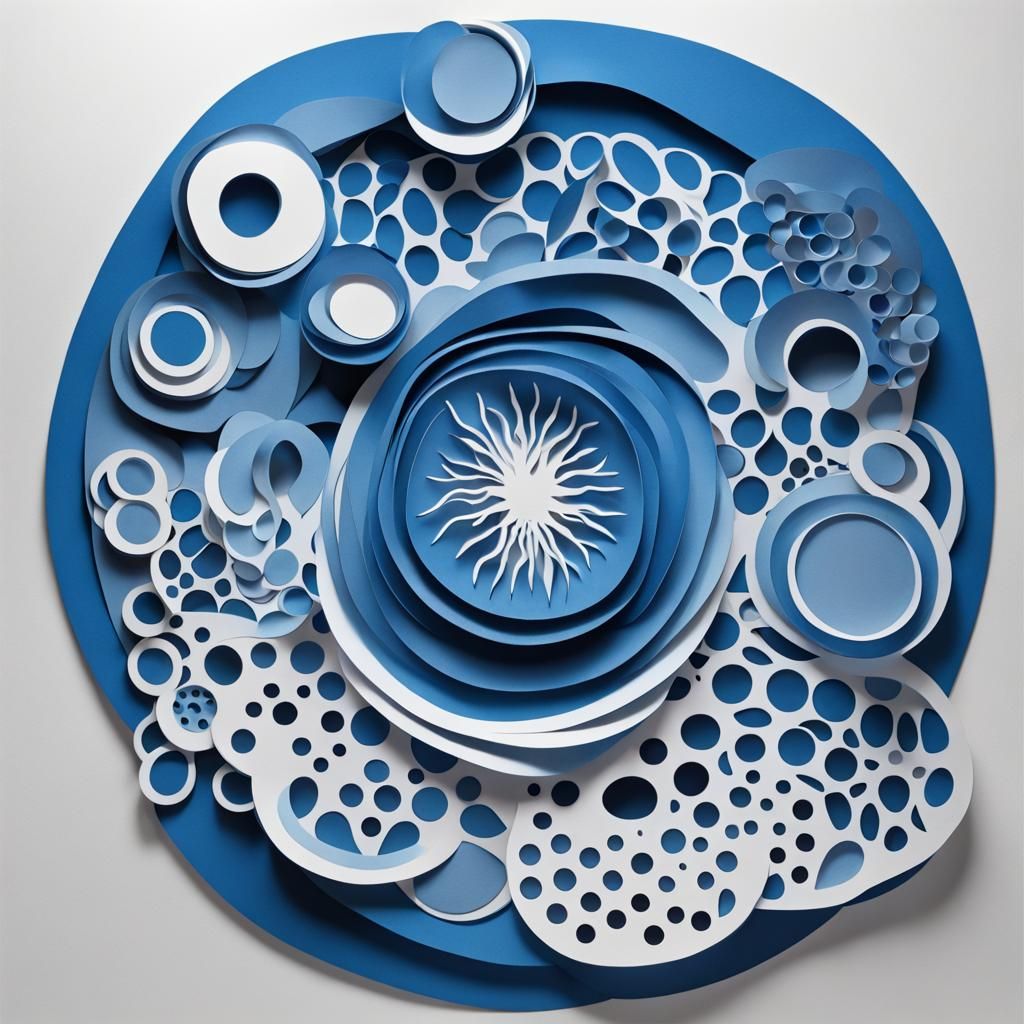 Blue Paper Cut-Out: Intricate Abstract Netting