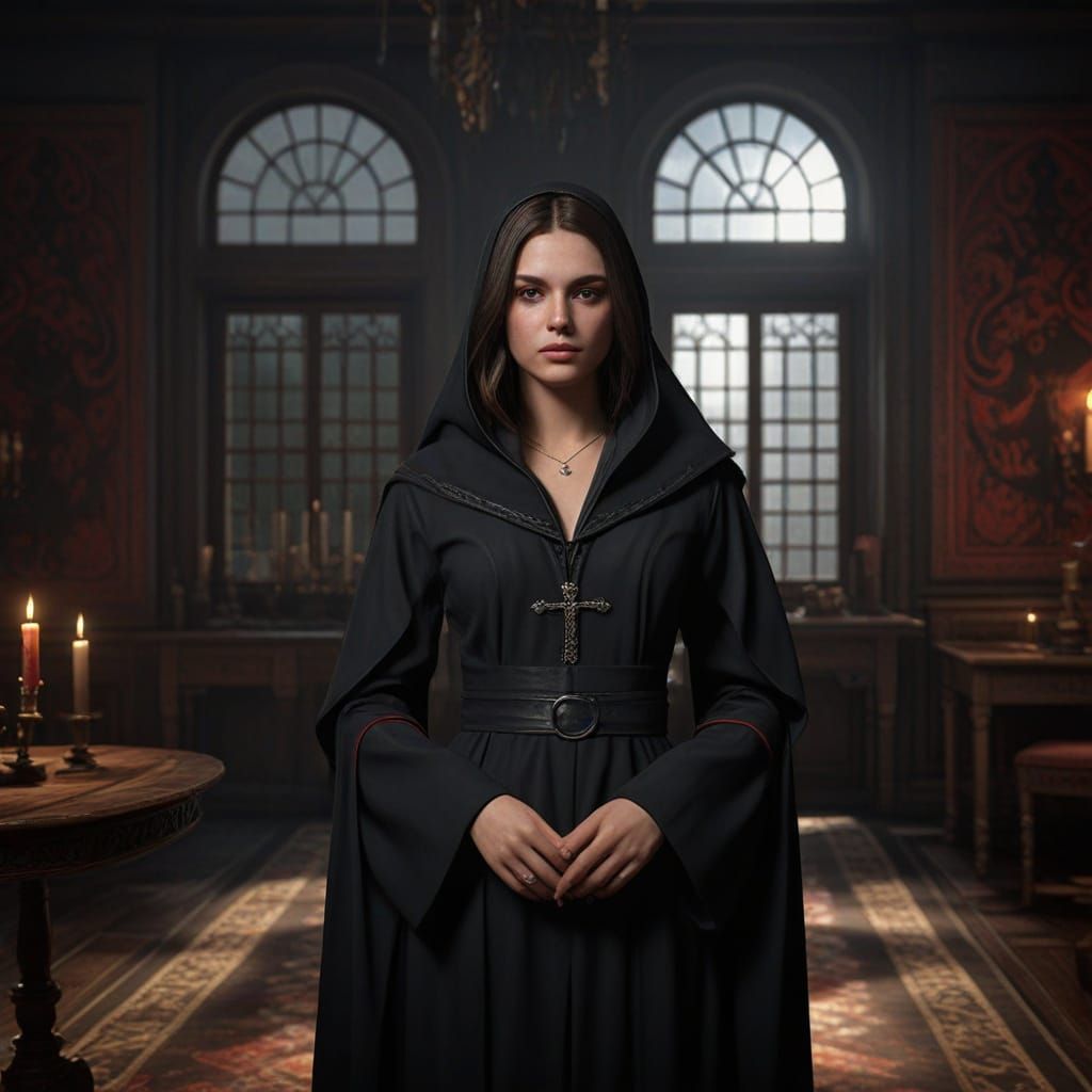 Photo realistic. Medium shot. Young stocky Russian female as...