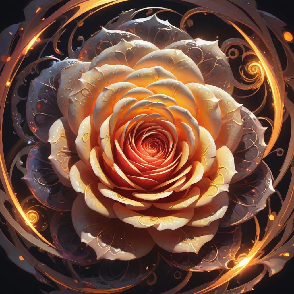 Elegant Spiral Rose in Vibrant Hyperdetailed Style