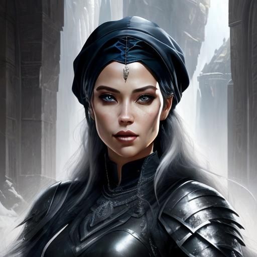 Realistic Portrait of Beauty in Hijab, Digital Matte Paintin...